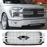 MIC Oxford White ABS front grille assembly for 2024-2025 Ford F-150 Platinum Lariat King Ranch direct-fit replacement