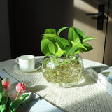 Set of 4 clear round glass bubble bowl vases 5.97 inches wide displayed as candle holders and flower vases for wedding decor - view 7