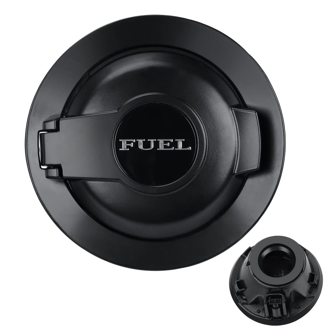 Matte black vapor fuel filler door cap for 2008-2023 Dodge Challenger, ABS and aluminum twist-on replacement 68250120AA