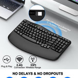 EDJO Wireless Ergonomic Wave Keyboard with Wrist Rest – Open Box — view 5 of 8