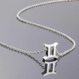 Cyberny Gemini Zodiac Pendant Necklace – 18K White Gold Plated, 18" Chain — view 2 of 4