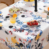 Rectangular floral waterproof tablecloth 60x104 inches with zippered umbrella hole on outdoor patio dining table - view 3