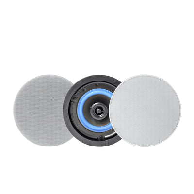 Herdio 4-inch white flush mount Bluetooth ceiling speaker pair with white grills, open box condition
