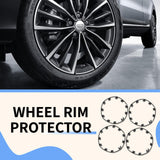 Set of four black ABS plastic rim protectors for 21-inch Tesla Model Y Überturbine wheels shown individually on white background - view 2