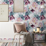 MuralPeel Peel and Stick Wallpaper – Purple Pink Anemone Floral, 29 Sqft – Open Box — view 3 of 7