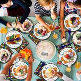 96-piece video game cube theme party tableware set with paper plates, napkins, and forks for 24 guests - view 2