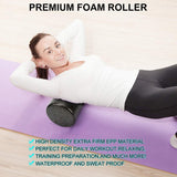 BORNEW 7-piece foam roller set including 12-inch roller, massage stick, peanut ball, spiky ball, and stretch strap - view 3