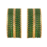 Jewar 24-Piece Dark Green Gold Indian Bollywood Bangle Bracelet Set — view 5 of 8