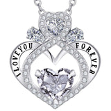 925 sterling silver gold plated heart cubic zirconia birthstone pendant necklace on white background