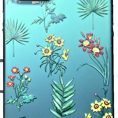 FunYudas green floral hard shell case for iPhone 15 Plus 6.7 inch showing colorful flower and leaf design