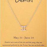 Cyberny Gemini Zodiac Pendant Necklace – 18K White Gold Plated, 18" Chain — view 1 of 4