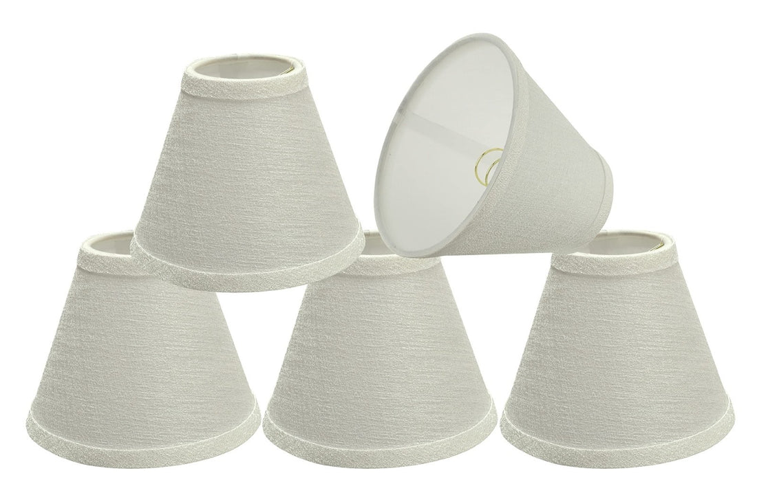 Set of 5 Aspen Creative pearl linen empire clip-on lamp shades for chandeliers and wall sconces, model 32119-5