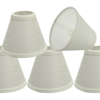 Set of 5 Aspen Creative pearl linen empire clip-on lamp shades for chandeliers and wall sconces, model 32119-5