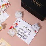 MALACHI clear acrylic cat-shaped memo and photo clip holder stand on a desk, 2x2x2 inches, multicolor print - view 4