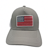 e4Hats White American Flag Patched Mesh Snapback Baseball Cap — view 2 of 3