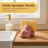 GABROC Pink Ceramic Pig Sponge Holder – Farmhouse Kitchen Decor – Open Box — view 3 of 8