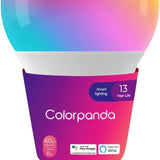 Colorpanda A19 E26 smart LED light bulb glowing in multicolor, 8W color-changing bulb with Bluetooth Mesh for Alexa and Google