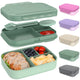 Caperci 47oz Stackable Bento Lunch Box – 4-Compartment Leak-Proof, Khaki Green