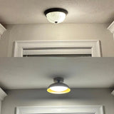 Kudos 12-inch flush mount LED ceiling light fixture with black metal frame and champagne gold interior accent - view 8