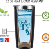 Black 20oz stainless steel travel mug tumbler with funny sarcastic print, BPA-free lid, by Momocici - view 3