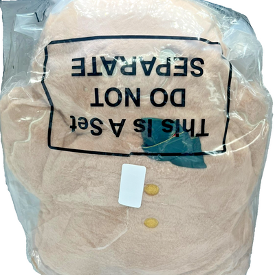 Brown plush gingerbread man shaped USB heated lumbar support pillow by Realspring for back pain relief