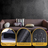 Roll of black crocodile-textured peel and stick vinyl wallpaper 15.7 by 118 inches with embossed grain finish - view 2