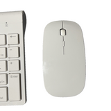 TopMate KM9000 white wireless keyboard and mouse combo with slim profile and USB nano receiver on white background - view 3