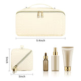 TBOLINE Large Travel Makeup Bag – White Checkered Waterproof PU Leather Organizer — view 3 of 7