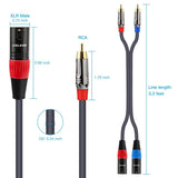 JOLGOO black 3.3ft dual RCA male to dual XLR male audio cable with gold-plated connectors for studio and home use - view 7