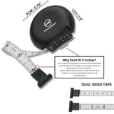 White retractable fabric body tape measure by MeasureWiz showing CM and inch markings on compact ergonomic casing - view 2