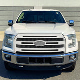 White Platinum painted ABS front bumper grille for 2015-2017 Ford F-150, part FL3Z-8200-MA, shown from front angle - view 2