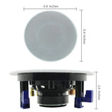 Herdio 4-inch white flush mount Bluetooth ceiling speaker pair with white grills, open box condition - view 3