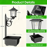 Melunar black solar post light with built-in flower planter base, 28.7-inch freestanding outdoor garden lamp - view 7