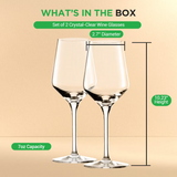 Two clear hand-blown lead-free crystal wine glasses 13 inches tall with seamless bowl and stem on flat foot base - view 2