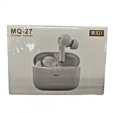 MUQI MQ-27 white true wireless earbuds with charging case, USB-C port, IPX5 waterproof in-ear design