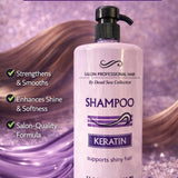 Two 33.8oz Dead Sea Collection Keratin Hydrating Shampoo pump bottles with rose scent, salon professional formula - view 8