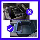 Black ABS plastic sliding center console organizer tray with multiple compartments and non-slip rubber pads for 2021-2026 Tahoe Suburban Yukon - view 3