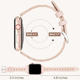 Cagos slim pink micro fiber leather Apple Watch band with wave boho pattern, shown on 38mm 40mm 41mm watch - view 4