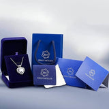 Rhodium-tone infinity heart cubic zirconia pendant necklace on adjustable rolo chain with blue suede gift box and pouch - view 2