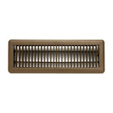 Two brown powder-coated steel louvered floor registers 4x14 inches with adjustable damper lever, heavy duty stamped steel - view 3