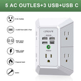 QINLIANF 5-Outlet Wall Surge Protector 4 USB Ports 1680 Joules Mountable – Open Box — view 2 of 7