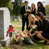 Solar Red Cardinal Memorial Garden Stake with Warm LED Light – Weatherproof — view 3 of 8