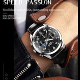 Devaco men's 42mm brown dial quartz chronograph watch with genuine leather strap and stainless steel case - view 3