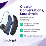 Soundbright Discovery black RIC Bluetooth hearing aids with rechargeable charging case, pair for both ears - view 6