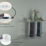 Two clear acrylic floating wall-mounted shelves 15 inches displayed in a bathroom holding small decor items - view 2