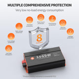 Homkeep 3000W pure sine wave power inverter in red aluminum housing with dual fans, AC outlets, USB and USB-C ports - view 5