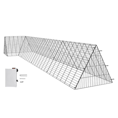 VEVOR black metal chicken tunnel coop run 157.5 inches long with waterproof silver cover and ground stakes for backyard poultry