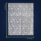 Grey fleece throw blanket with glow-in-the-dark stars and moons pattern, 50x60 inches, folded on white background - view 4