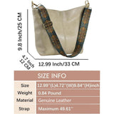 ZYLOXAR Beige Genuine Leather Hobo Crossbody Bag with Guitar Strap — view 4 of 7