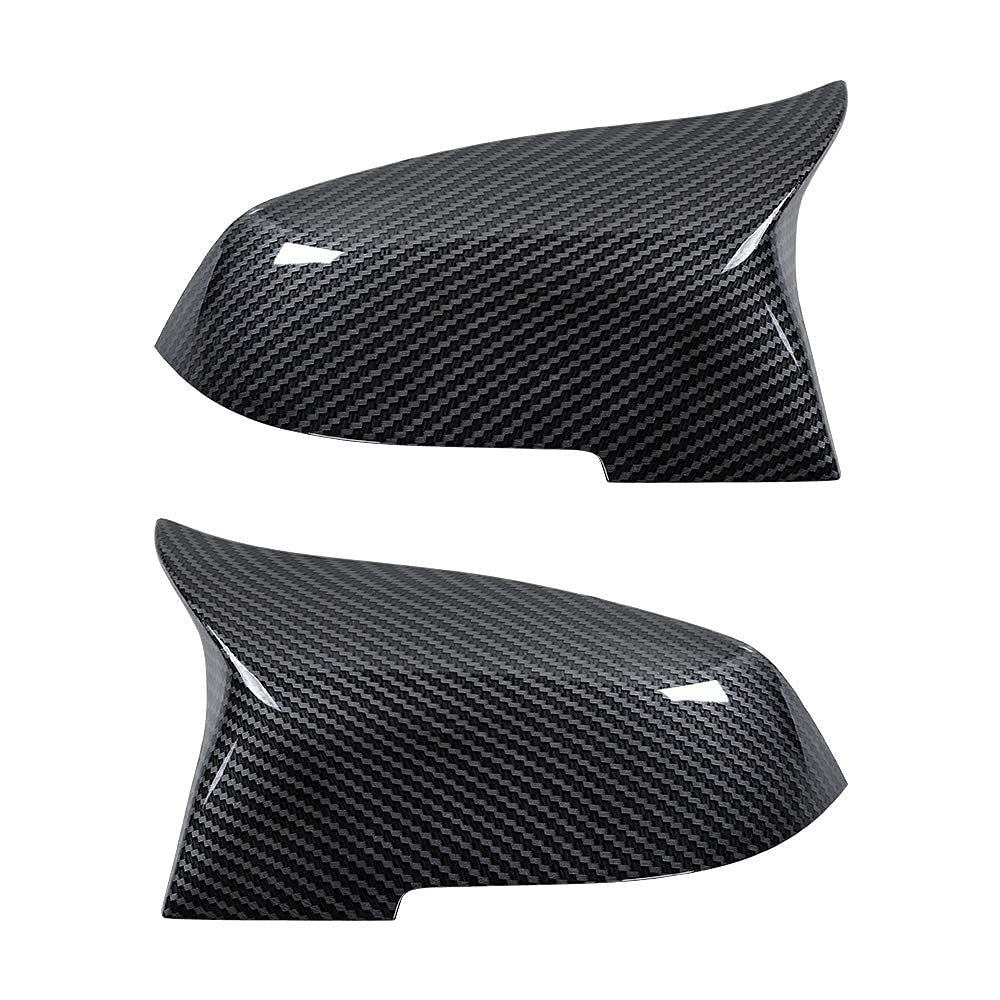 Pair of carbon fiber style ABS mirror cover caps for 2013-2015 BMW 7 Series F01 F02 clip-on replacement